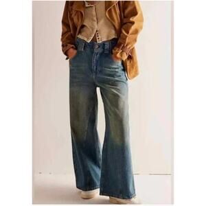 Free People Chill Vibes Dropped Wide-Leg Jeans 27 NEW